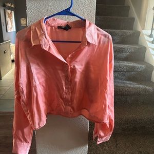 Cute pink satin crop top